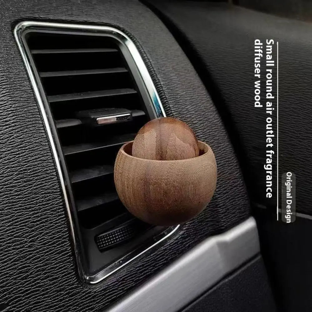 Spherical Car Essential Oil Diffuser Long-lasting Floral Natural Fragrance Wooden Aroma Diffuser Clip-on Slowly Volatile