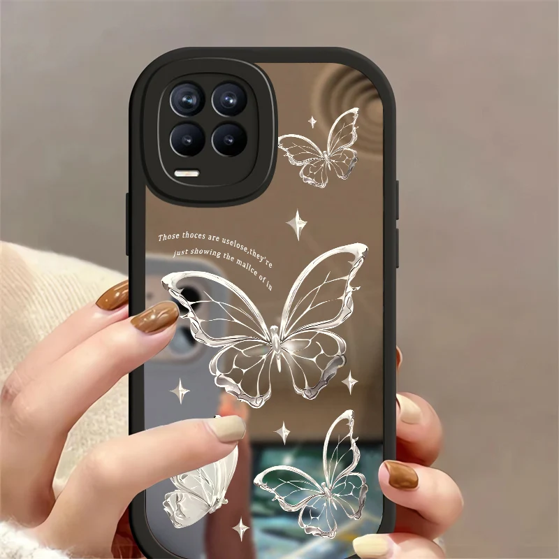 Butterfly Pattern Case For Realme 8 Pro 5 6 7 7i 8 4G 5G 6i 5i 5S Soft Silicone Mirror Matte Cover For OPPO Realme 10 Pro Plus