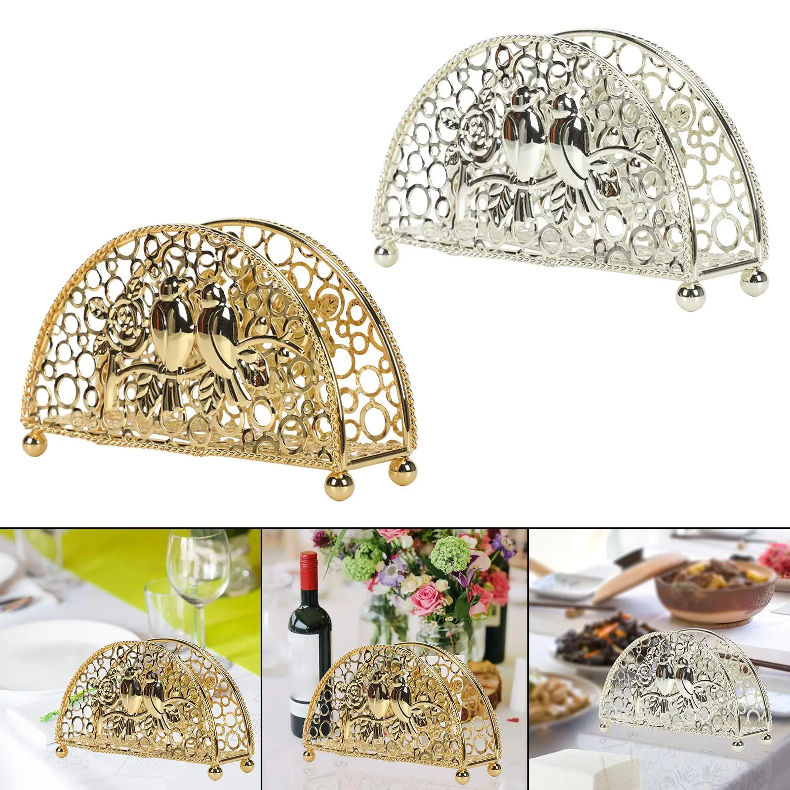 Metal Iron Napkin Holder, Tissue Paper Organizer Stand ,Stable Free Standing Hollow Paper Storage Rack for Home