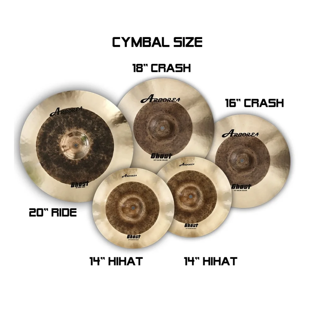 B20 Handmade Professional Bronze Cymbal Set 14*2/16/18/20 Five-Piece Ghost Series for Drummer Training & Organizational Gong Use