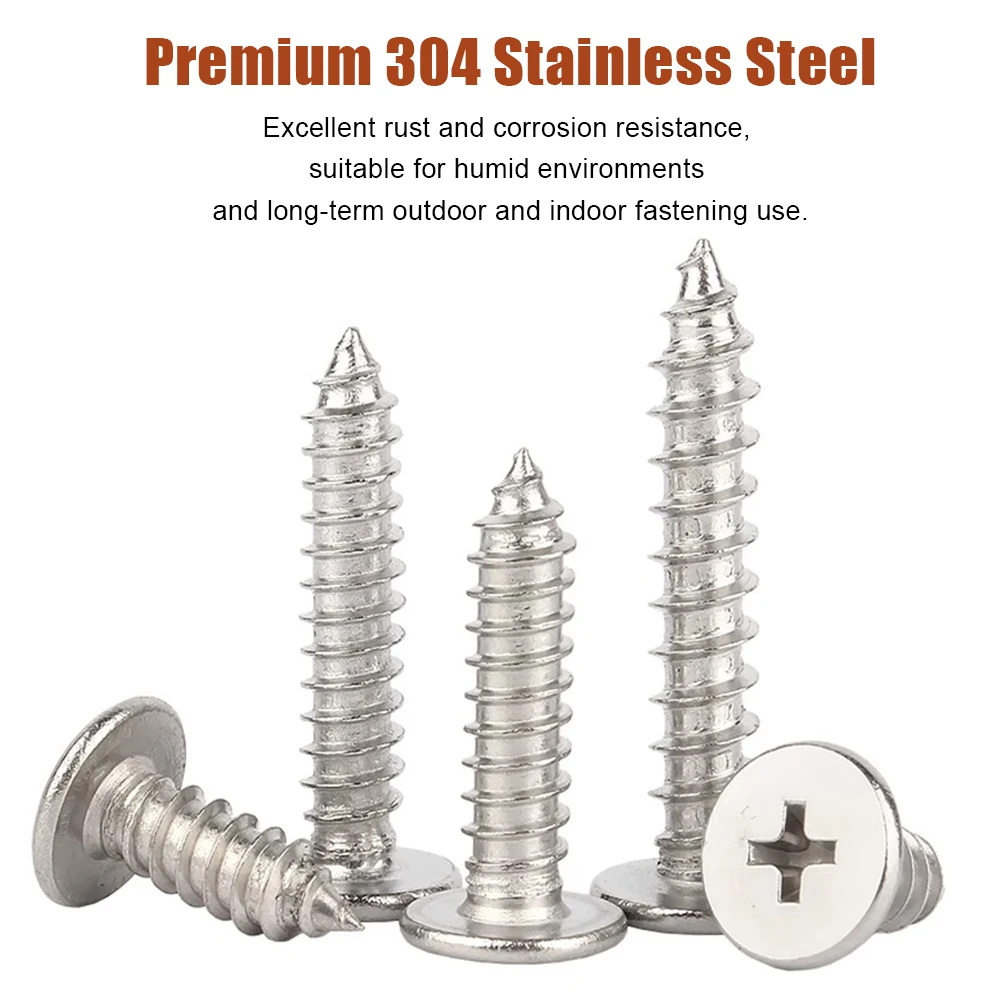 M1.4 M2 M2.3 M3 M4 M5 M6 Phillips Ultra Thin Head Self Tapping Screws 304 Stainless Steel Cross Super Low Flat Wafer Wood Screw