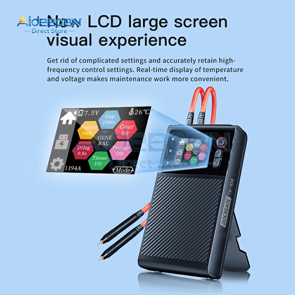 

Portable Spot Welder Digital 18650 Lithium Battery Portable Kit 99 Speed Adjustable 1.8" LCD Color Screen 8000mah Welding Tool
