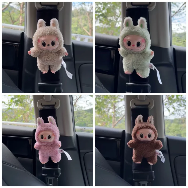 

Hot Selling Vinyl Doll Decoration Cute Labubu Plush Toys Car Popular Sweet Seat Belt Shoulder Protector Cute Interior Supplies