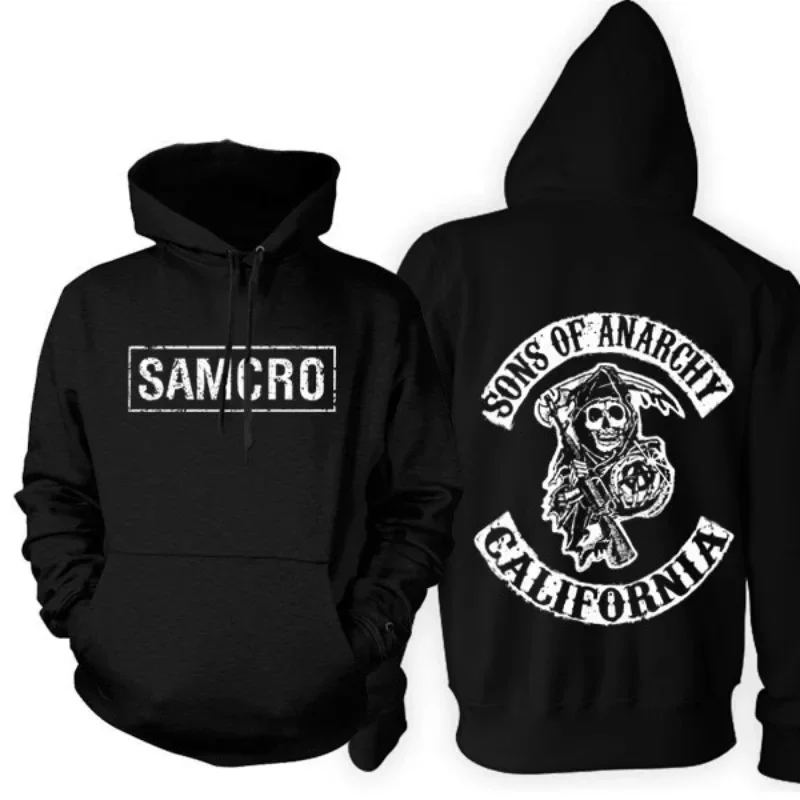 800G High Quality Screen Printed S-Sons of Anarchys Samcro Fleece Sweatshirt Hoodie Pullover  Sweatshirt  Men Clothing