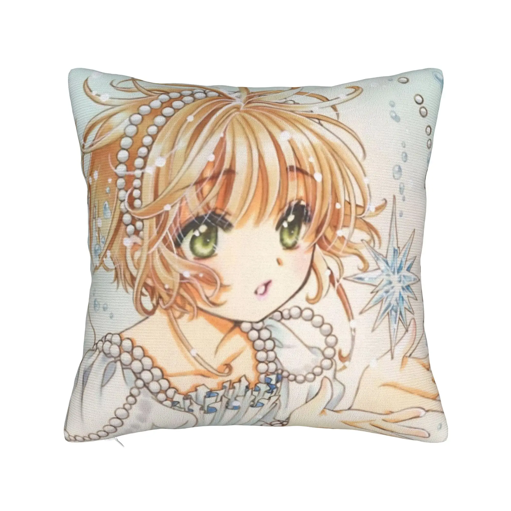 Cardcaptor Sakura Square Pillow Case Kawaii Anime Girl Cushion Cover Custom Zippered Decor Pillowcase for Car 40*40cm