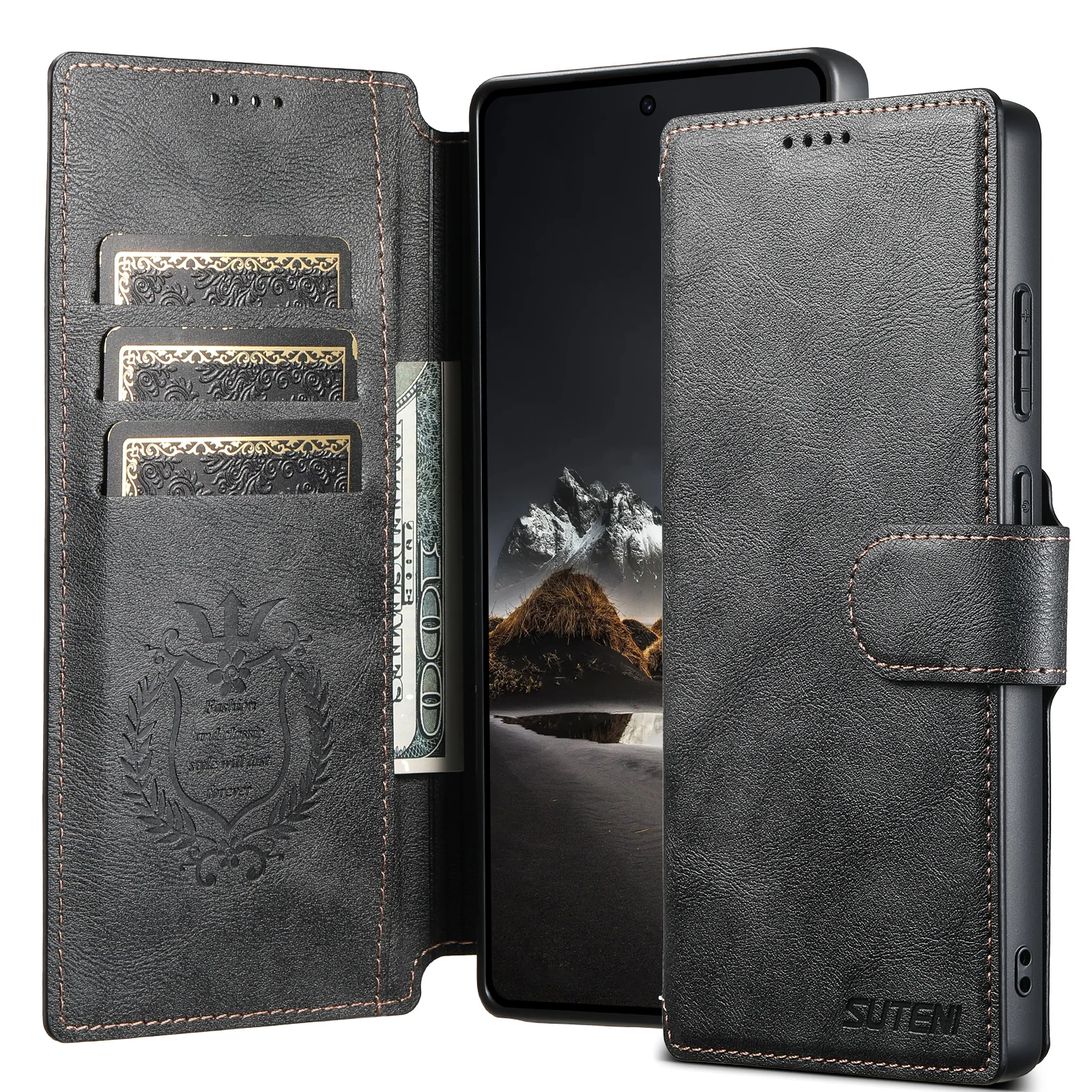 Faux Leather Wireless Charging Card Holder Stand Wallet Magnetic Flip Cover Phone Case For Samsung Galaxy S26 Ultra S25 S24 S23