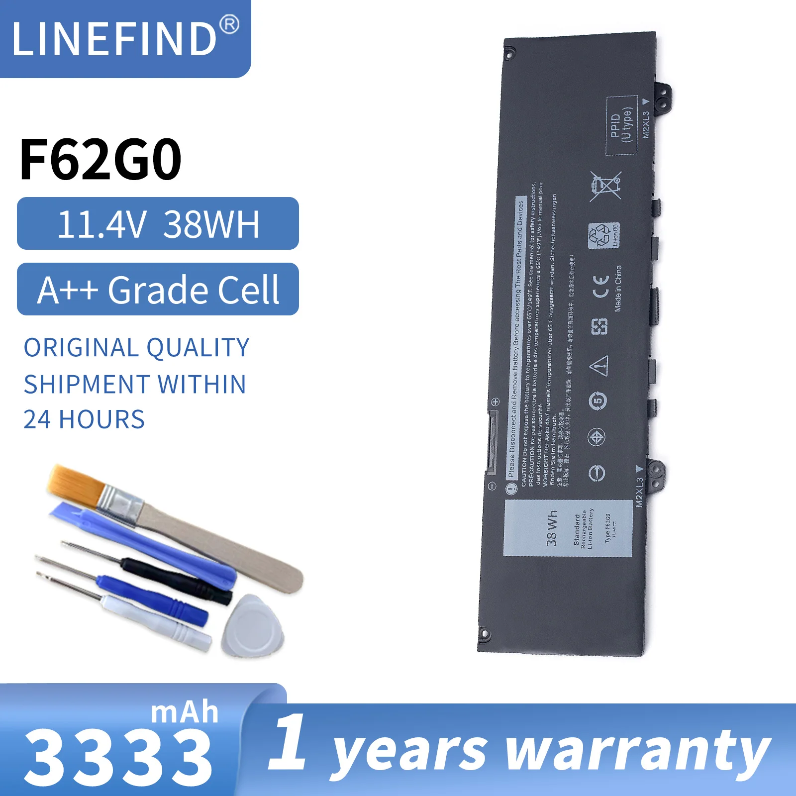 

F62G0 Laptop Battery For DELL Inspiron 13 7386 2-in-1 5370 7370 7380 7373 Vostro 5370 RPJC3 P91G P83G P87G