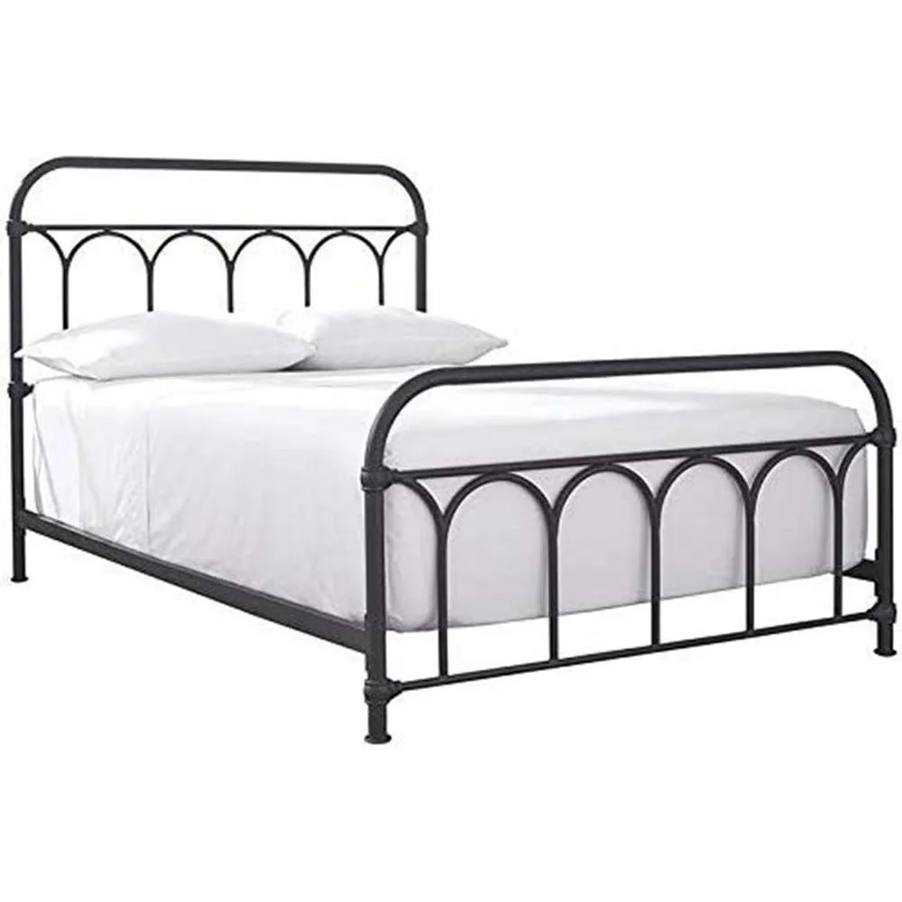 

Дизайн Ashley Nashburg Farm Industrial Queen Metal Bed с покрытием порошком, матовый черный