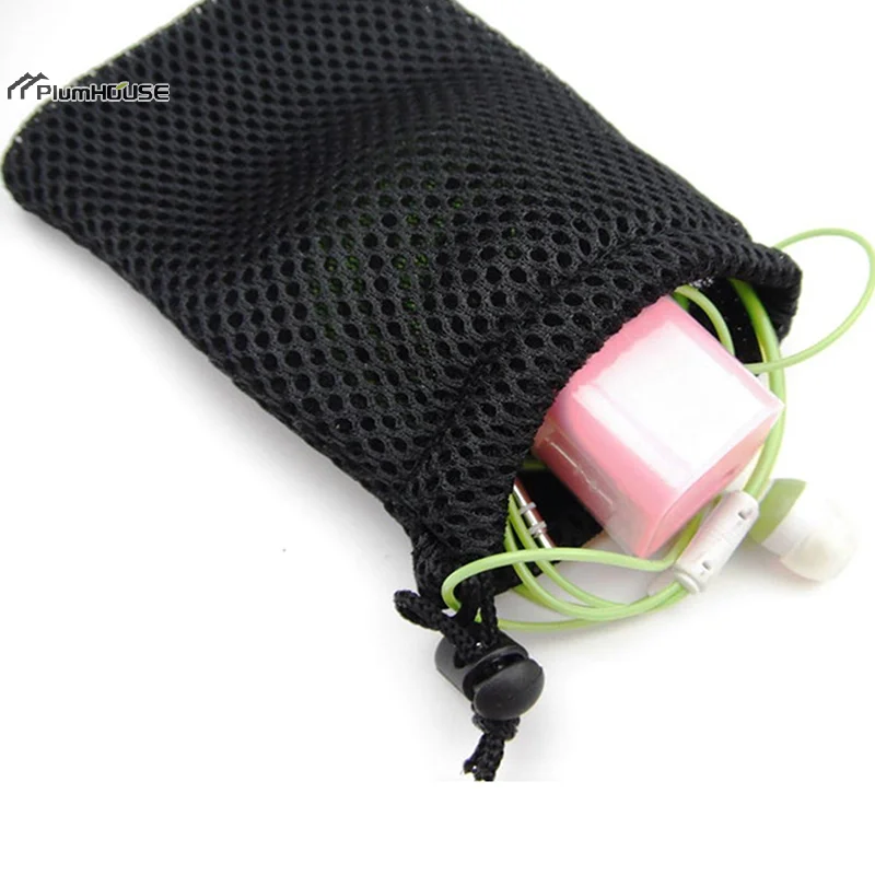 3Pcs Nylon Mesh Drawstring Storage Pouch Bag Multi Purpose Travel & Outdoor Activity Pouch For Digital Products