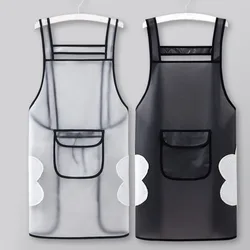 Kitchen Apron Waterproof Transparent Ladies Men Home Aprons Wipeable Oil Resistant Baking Accessories BBQ Restaurant Cafe Aprons