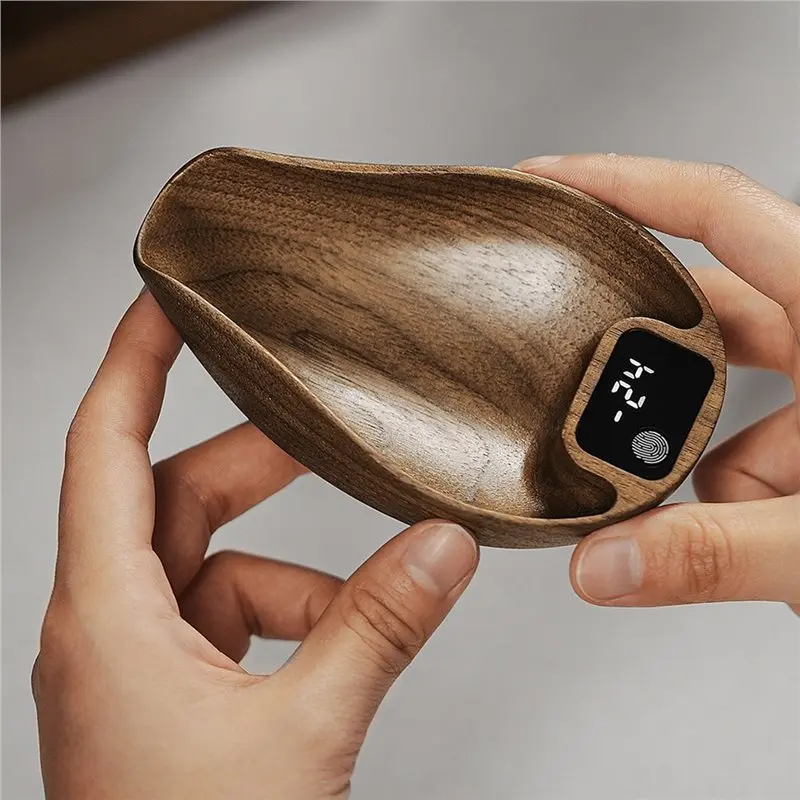 FGGS-Digital Coffee Scale Rechargeable 0.3G Precision Wooden Kitchen Food Bean Weighing Tool