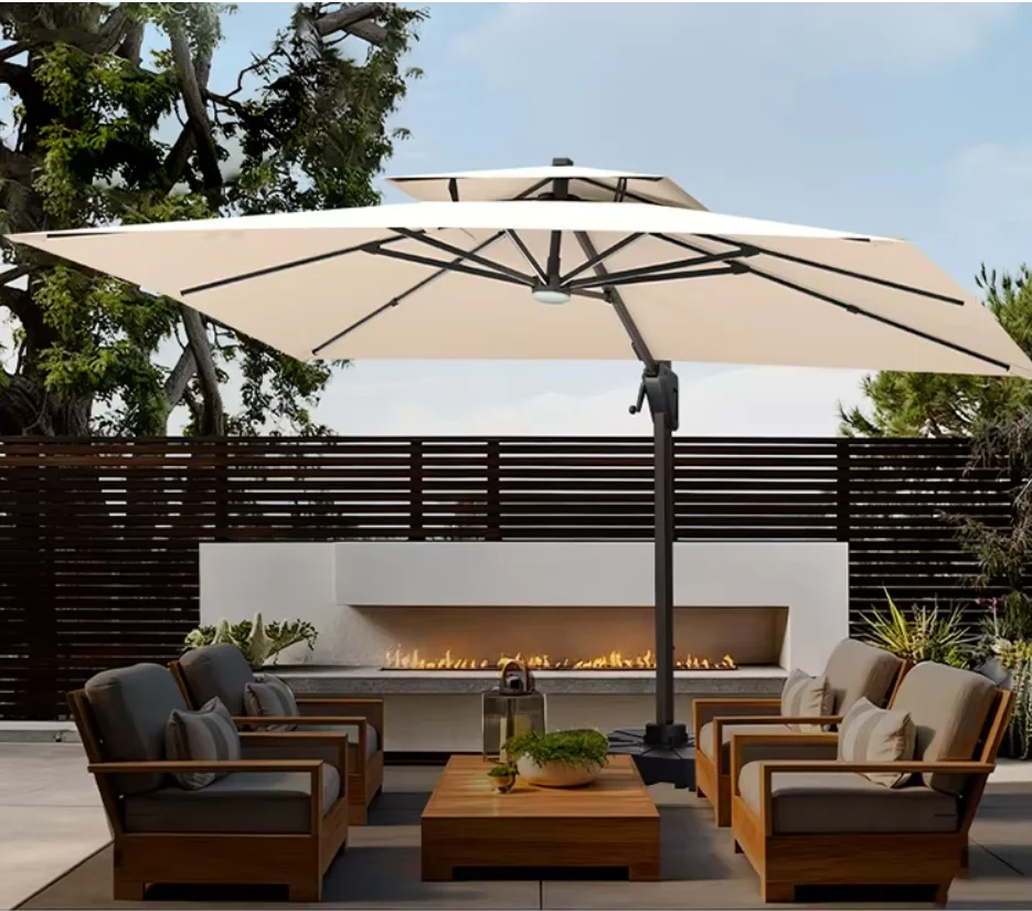 2026 Bestseller Modern Courtyard Free Customization Large Rectangular Offset Cantilever Outdoor Shade Umbrella Capable