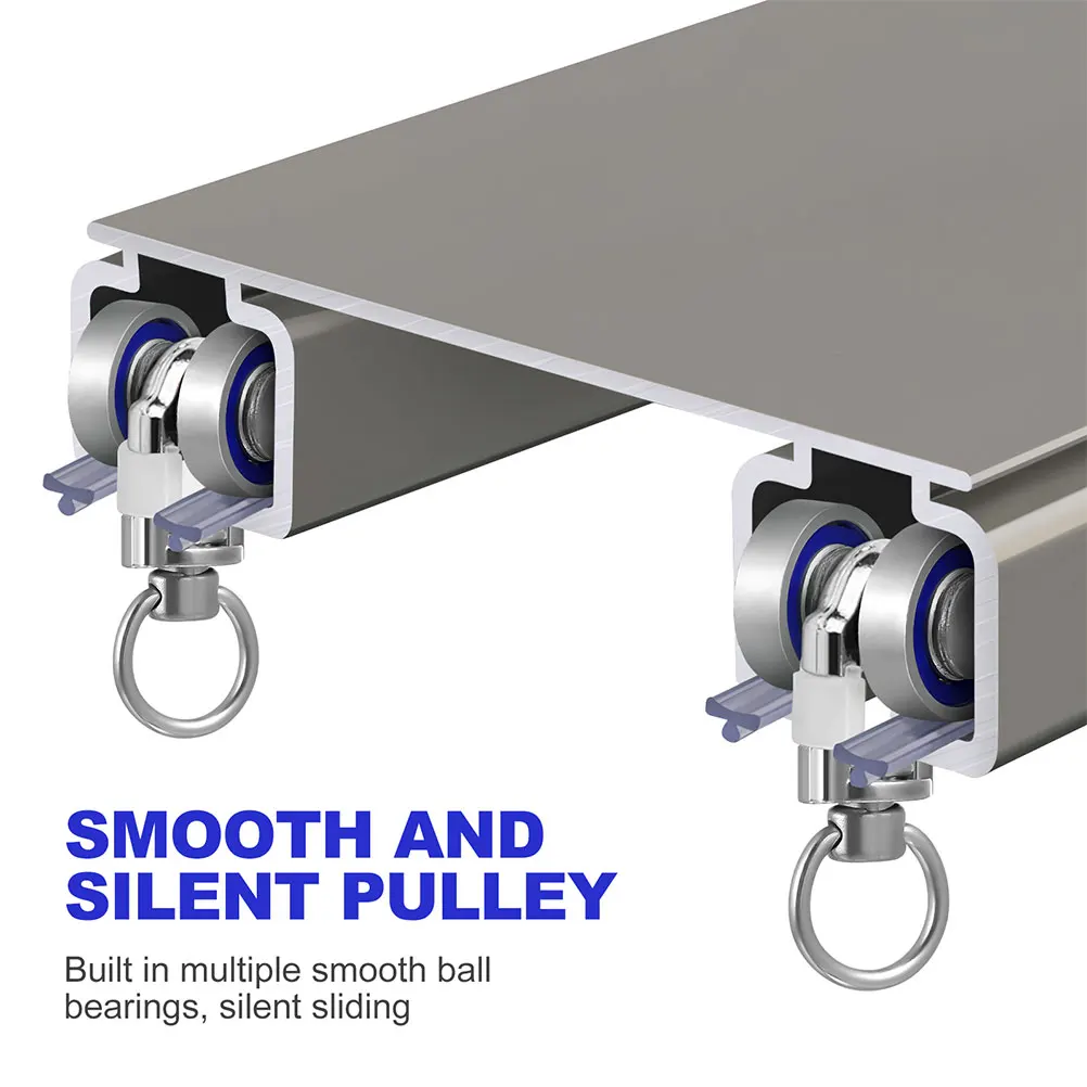 16pcs Curtain Track Rollers Silent Curtain Pulley Track Hooks Drapery Runner Slider Rail Gliders Metal Bearing Wheel For Window