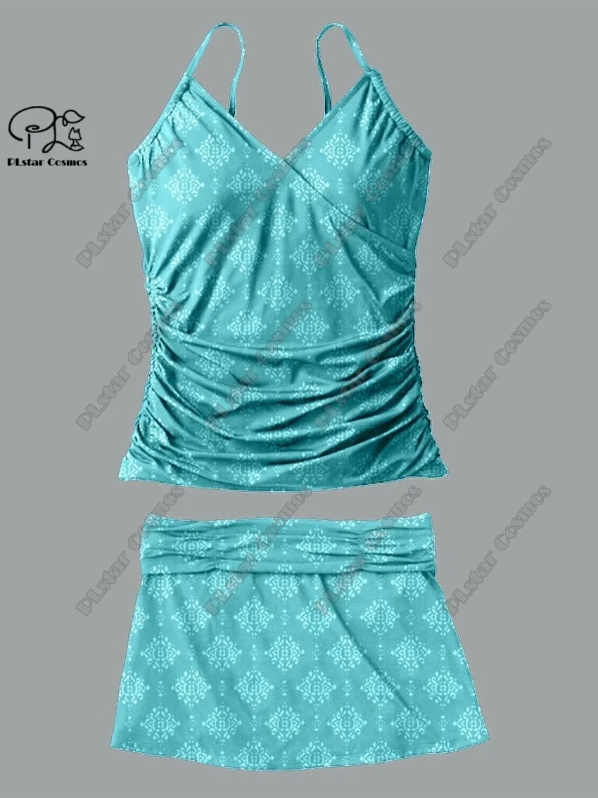 Damen V-Ausschnitt Sommer kleine frische Blumen druck Strap srock zweiteiligen Badeanzug Anzug Urlaub Reise neue Badeanzug Q-1