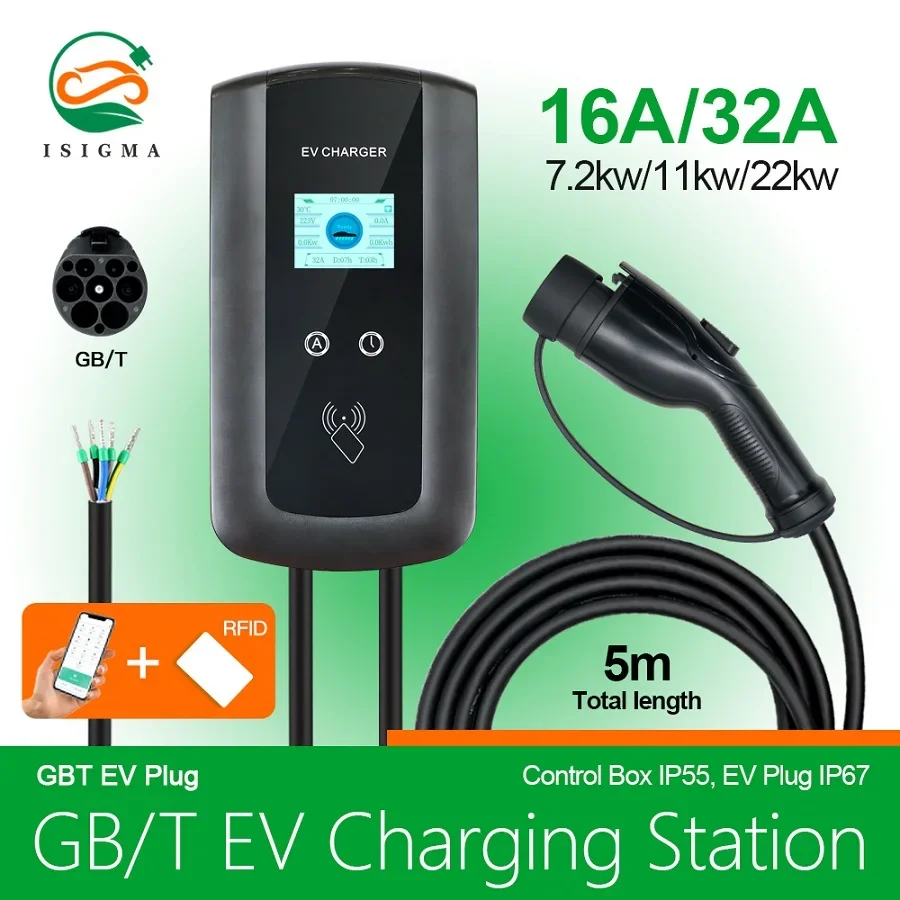 22kw AC EV Charger Wall Box Type 2 Fast Charging Wall-mounted EV Charging Stations For Electric Cars Charger 32a