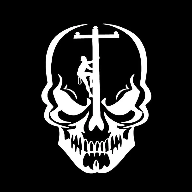 Skull Electrician Decals High Quality Car Window Decoration Personality Pvc Waterproof Decals Black/white, 18cm*13cm