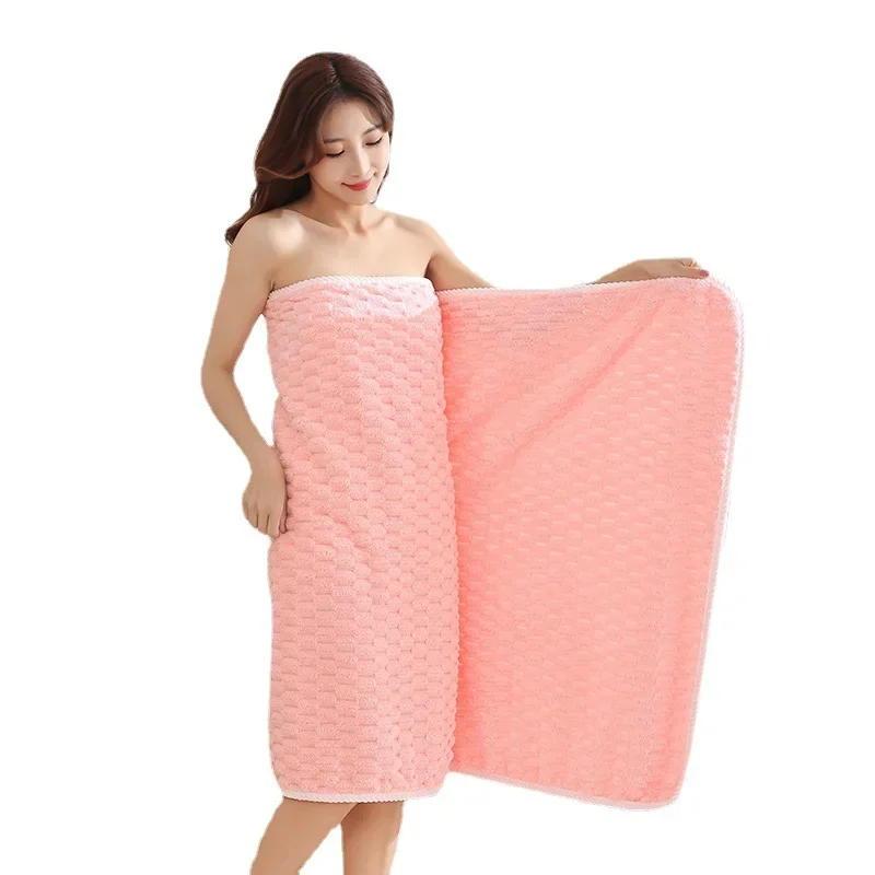 2024 Extra Absorbent Bath Towel Set with Soft Coral Velvet and Cloud Lattice Design Hand Towel