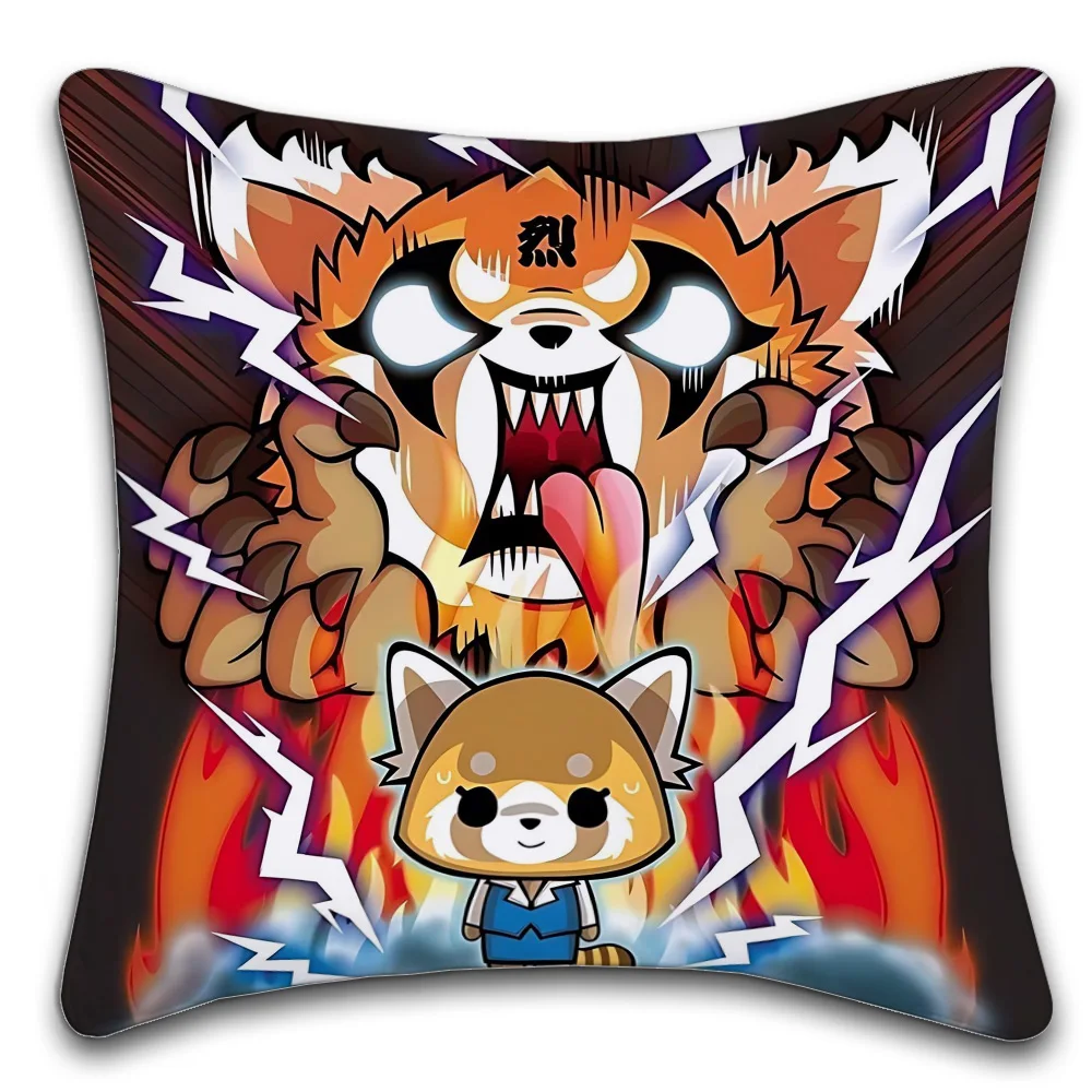 Sanrio Aggretsuko Decorative Room Aesthetics Pillow Case Home Decor Bedroom Sofa Bed Pillow Cover 45x45