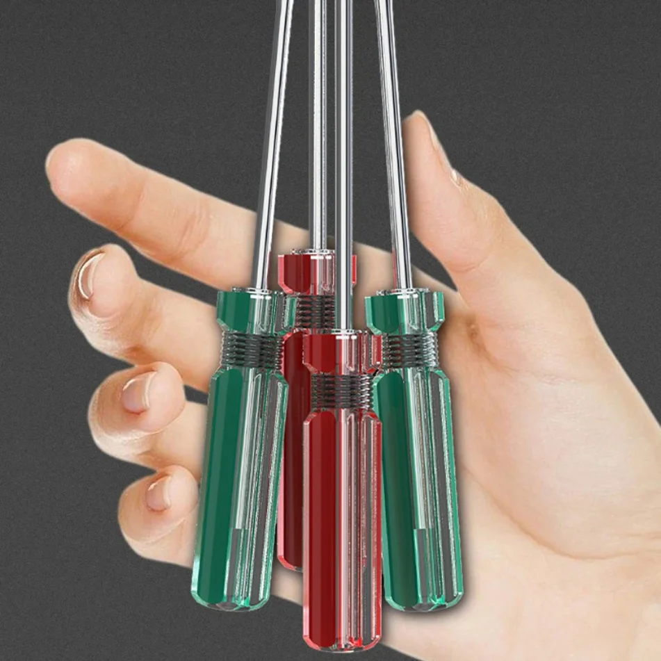 3*75mm Screwdriver Slotted Phillips Magnetic Tip Nut Driver Crystal Clear Handle Cross Flat Screw Key Precision Hand Tools 1 PCS