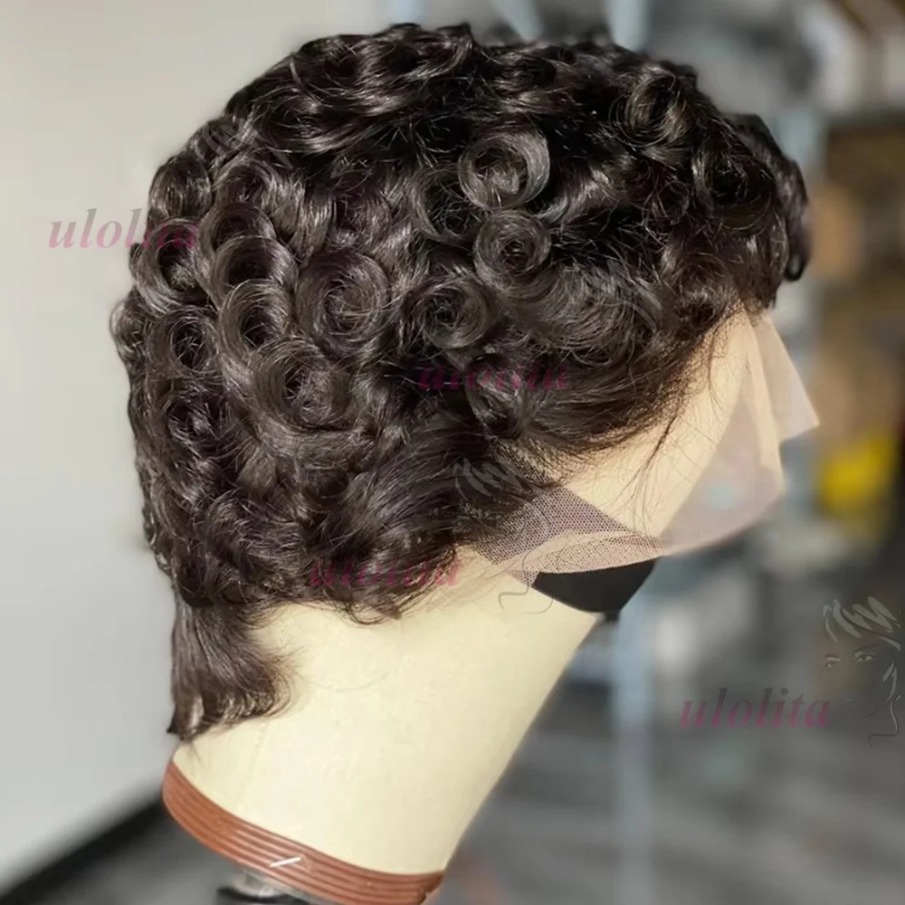 Chioma Lockige Pixie-Cut-Perücke 13X4 Full Lace Frontal Perücke Kurzer Bob Echthaarperücken für Frauen Kleberlose Lace-Perücke mit vorgezupftem Haaransatz – Detail 9