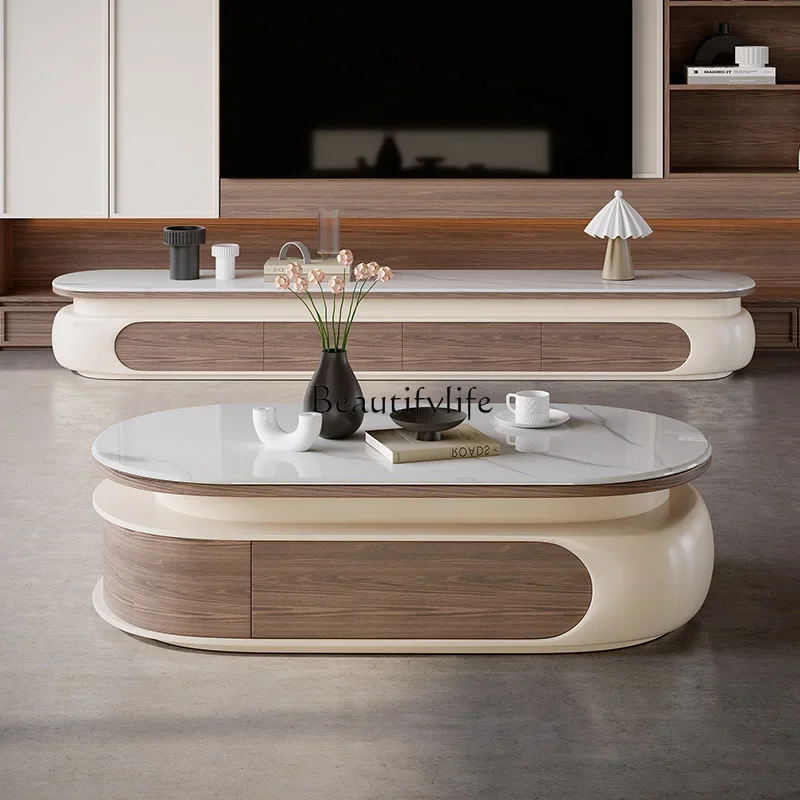 

5Travertine rock slab coffee table living room household small apartment high-end living room coffee table