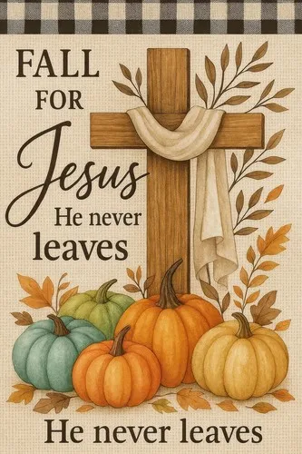 Thanksgiving Fall Garden Flag 12x18 Inch for Jesus Outdoor Cross Pumpkin EYY IIX SSL