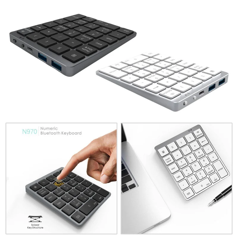 

Z Bluetooth Numeric Keypad Rechargeable with USB Hub for Tablet Computer PC
