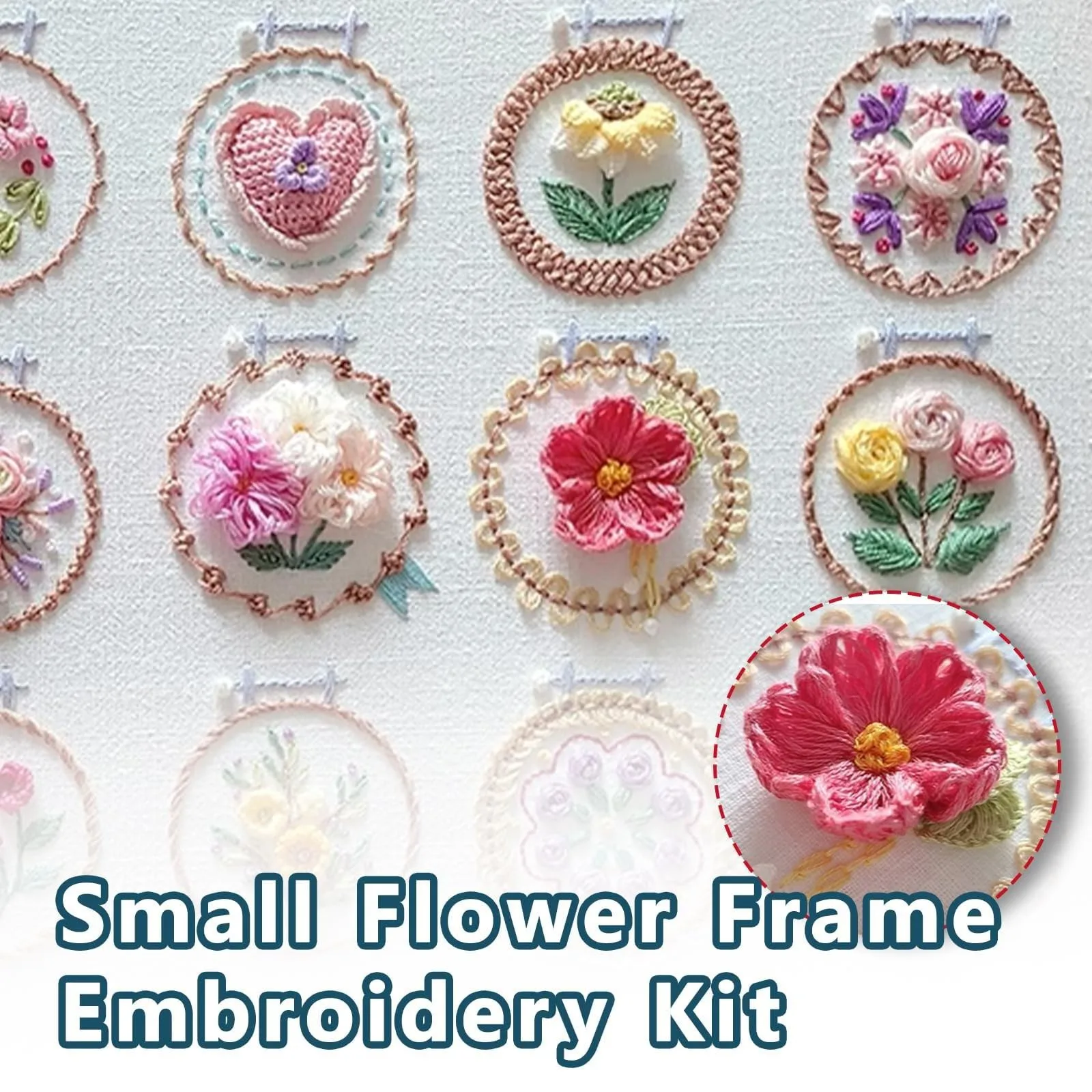 Flower Embroidery Starter Kit Diy Cross Stitch Set For Beginner Plant Sewing Art Craft Painting Home Decor Embroidery Set