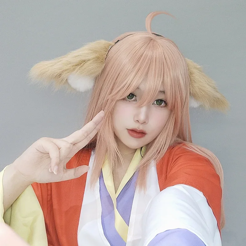 Kawaii fox ears女の子用帽子、ネクタイピン、コスプレアクセサリー、ロールプレイ、ハロウィーンパーティー、耳の頭飾り、jk