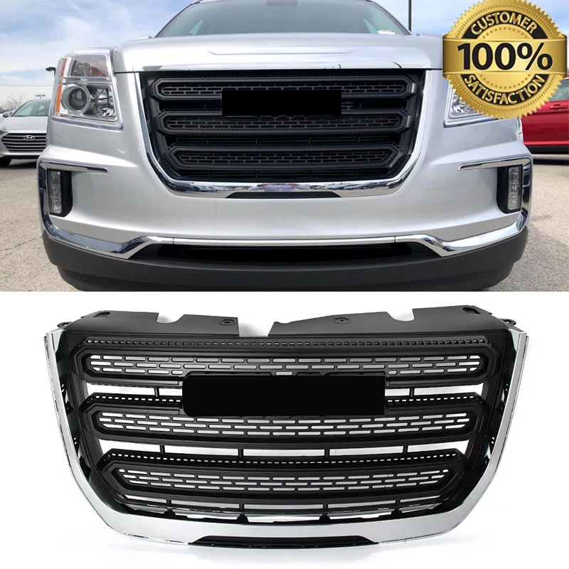 

Chrome Front Grille Modified Grill Replace For 2016-2017 GMC Terrain Front Bumper Upper Hood Grille Assembly Air Inlet Mesh Grid