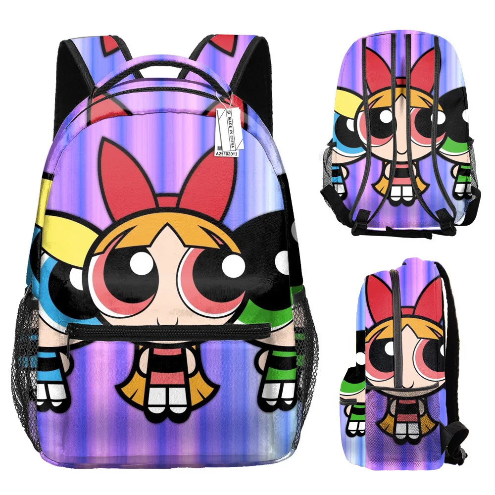 كارتون مضحك The Powerpuff الفتيات طالب الكتب حقيبة ظهر للكمبيوتر المحمول ثلاثية الأبعاد مطبوعة أكسفورد مقاوم للماء بنين/بنات حقيبة ظهر للسفر #4