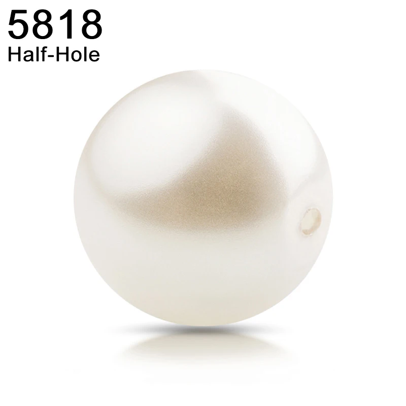 (1 Piece) 5818 Half-Hole Pearl Original Crystal from Austria Round Beads for DIY Earrings Necklace Jewelry Making Nail Art