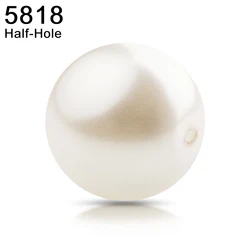 (1 Piece) 5818 Half-Hole Pearl Original Crystal from Austria Round Beads for DIY Earrings Necklace Jewelry Making Nail Art