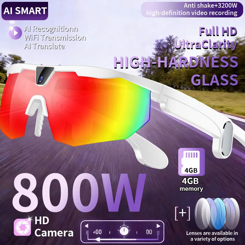 LIGE 8MP Camera AI Sunglasses 1200P Video Recording Photo Call Chat Translation Polarized Smart Glasses For Men Cycling Driving