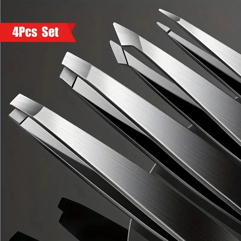 4pcs Set Professional Tweezers Set Perfect For Eyebrow Hair Removal Splinter Very Effortless and Relaxed to Remove