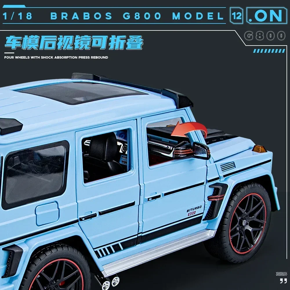 1:18 Mercedes Benz Brazus G800 Hoge Simulatie Diecast Metalen Legering Model Auto Geluid Licht Pull Back Collectie Kids Speelgoed Cadeau