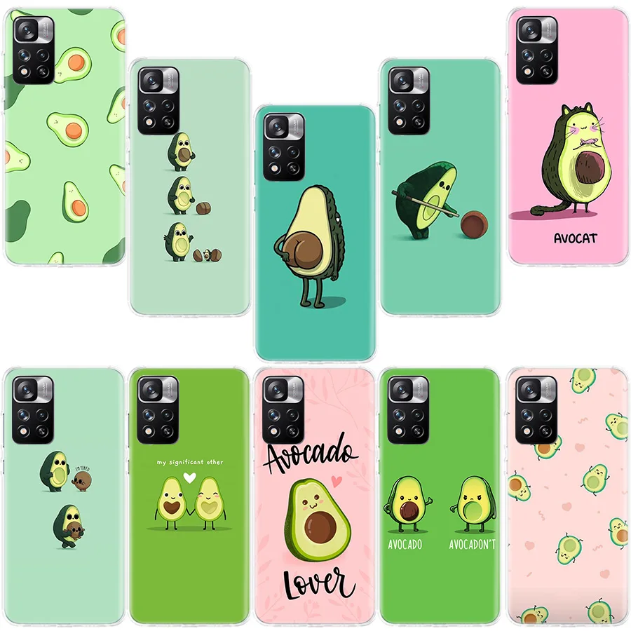 Avocado Aesthetic Cute Fashion Pattern Phone Case For Xiaomi Redmi Note 13 Pro Plus 5G Capa 12 12C 9 9T 9C 10 10C 8 7 6 10A 9A K