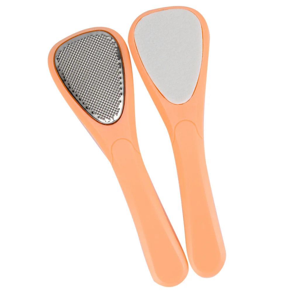 2개입 페디큐어 도구 발 각질 제거기 스테인리스 발 연마 도구 편안한 손잡이로 굳은살 및 큐티클 제거