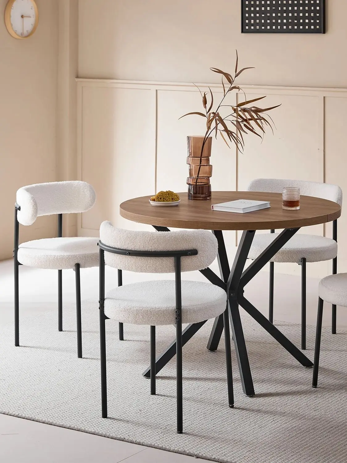 EGOONM 2/4/6 Stück Esszimmerstühle im nordischen Stil, gepolsterte Küchenstühle mit Teddy-Samtstuhl, Heimschreibtisch, Esszimmer