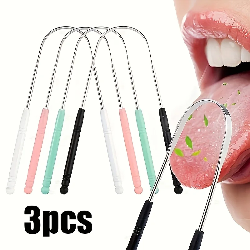

3 шт., очиститель языка из нержавеющей стали для взрослых, портативный помощник для чистки языка, скребок для языка, гигиена полости рта, набор кистей для языка, скребок