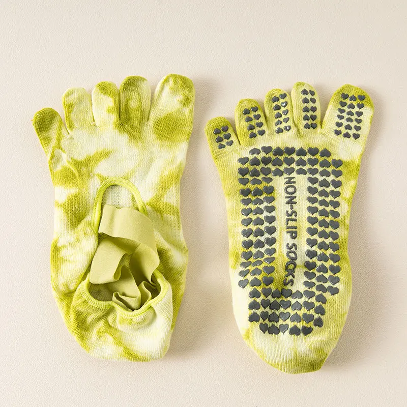 Yoga-Rutschfeste Socken, Damen, professionelle Fünf-Finger-Pilates-Baumwollsocken, Sportsocken für den Innenbereich, geteilte Zehen, schweißabsorbierend – Detail 9