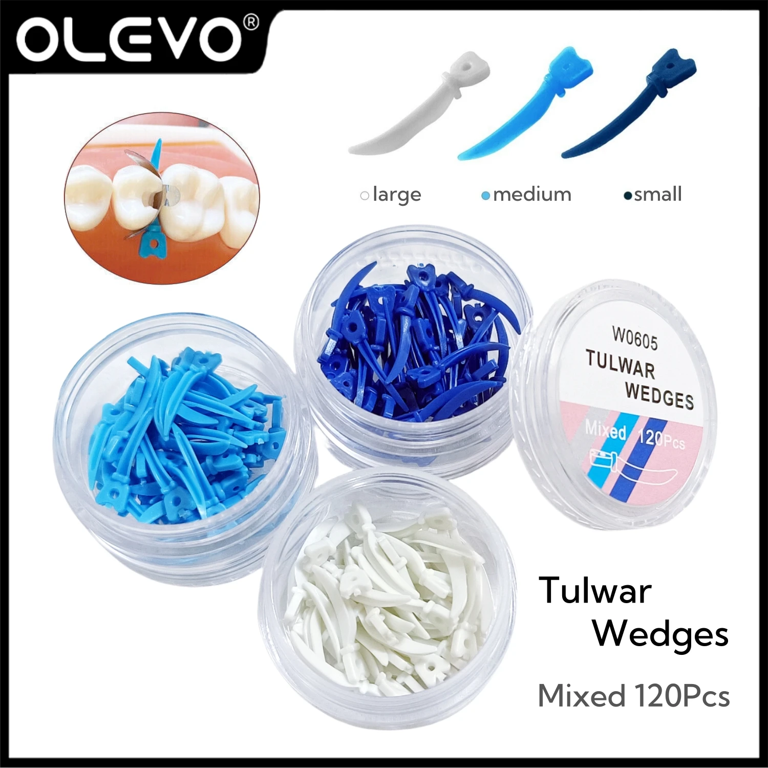 

120Pcs/Box Dental Tulwar Wedges Matrix Bands Disposable Plastic Refill Wedge With Hole For Sectional Matrix System