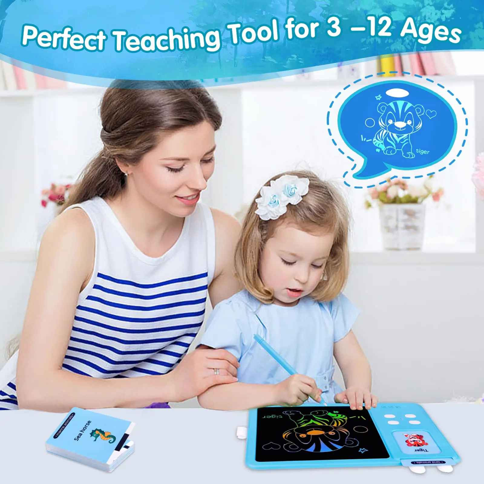 8 Inch 2In1 LCD Drawing Tablet For Children Painting Tools Kids Educational Learning Sight Words Toys Writing Board Autism Gifts