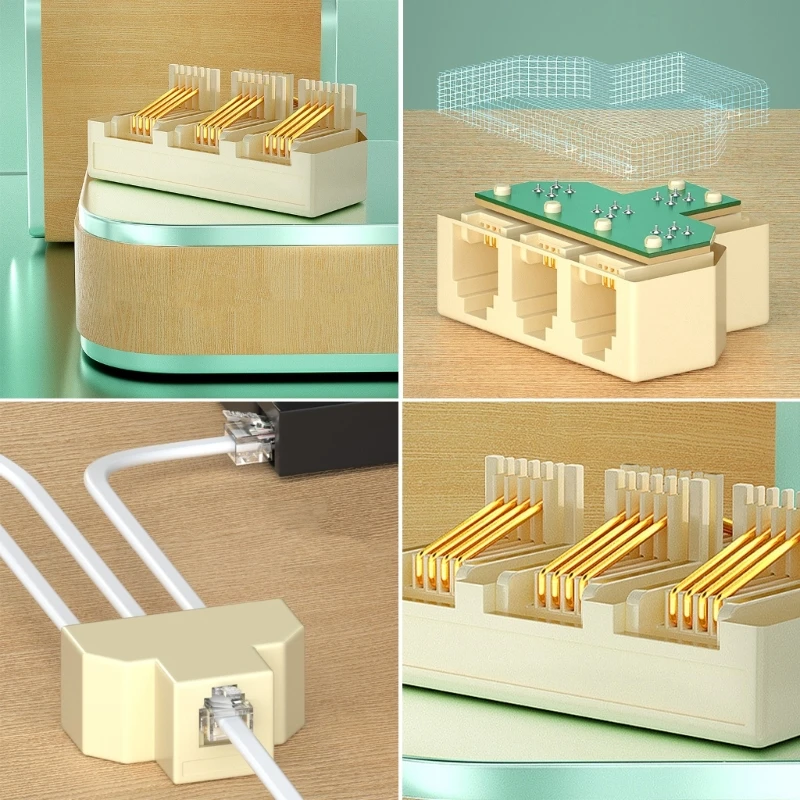 1 pz 6 p4c RJ11 Splitter telefonico 3 vie adattatore da 1 M a 3 F RJ-11 6 p4c telefono Jack Splitter all'ingrosso