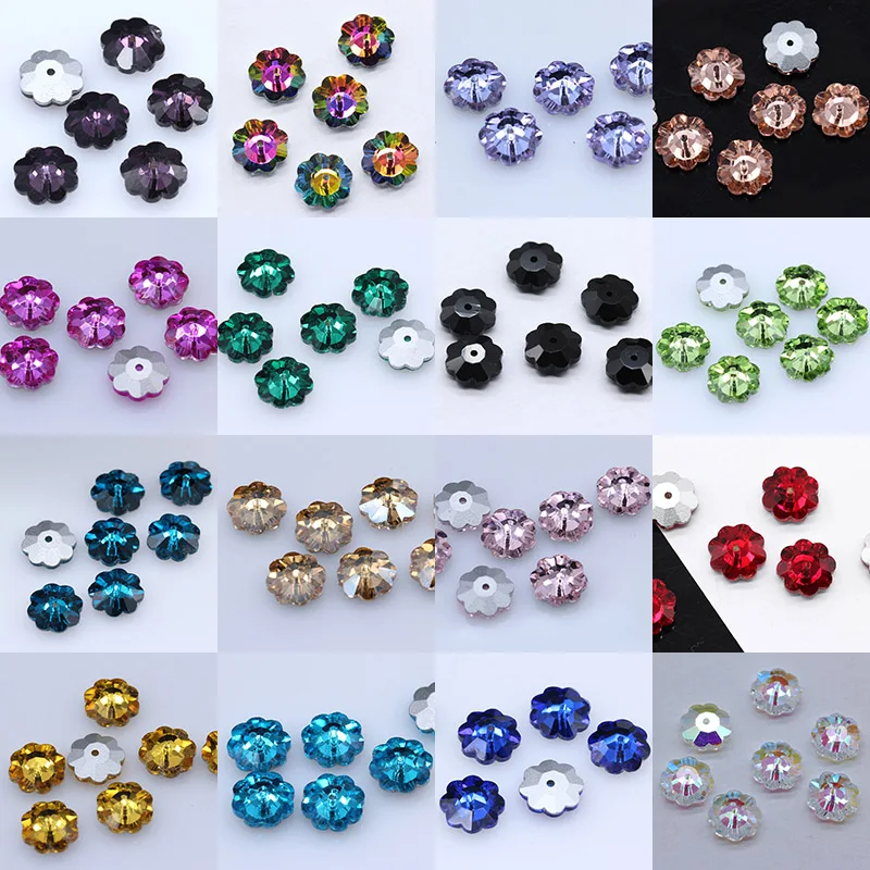 6mm 72PCS Plum Flower Shapes colorful stones  Sew On Rhinestones Pointback Sew-on Stone Crystals Strass For Garment Decorations