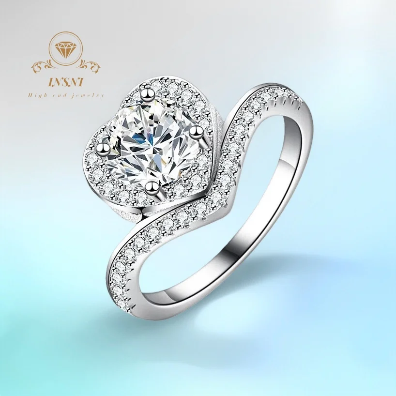 

Серебряные кольца S925 с муассанитом в форме сердца, 1 карат, для женщин, с инкрустацией бриллиантами, сертифицированные европейские модные ювелирные изделия, подарок, гипоаллергенные