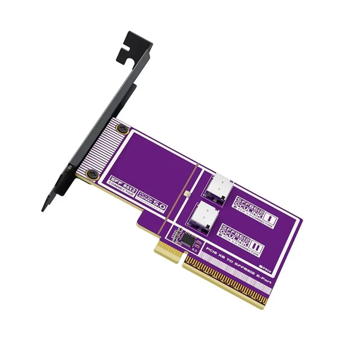 PCIe5.0 X16 to 2-Port OCuLink SFF-8612 Expansion Card Supports Graphics Card NVMe for PC