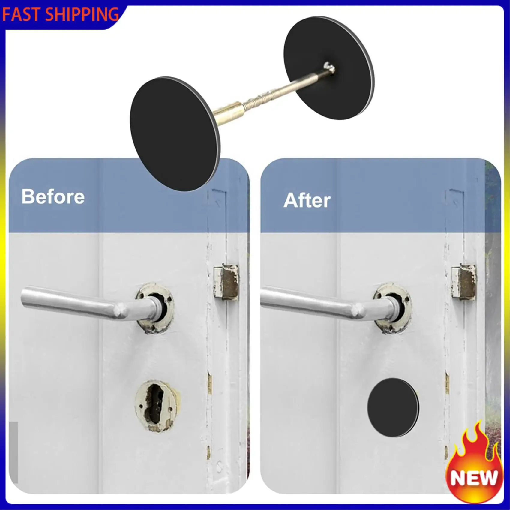 

Especial 4 Pack Door Hole Cover Plate, Door Knob Handle Hole Filler Plate,Metal Connecting Screws Deadbolt Cover Plate (Black)