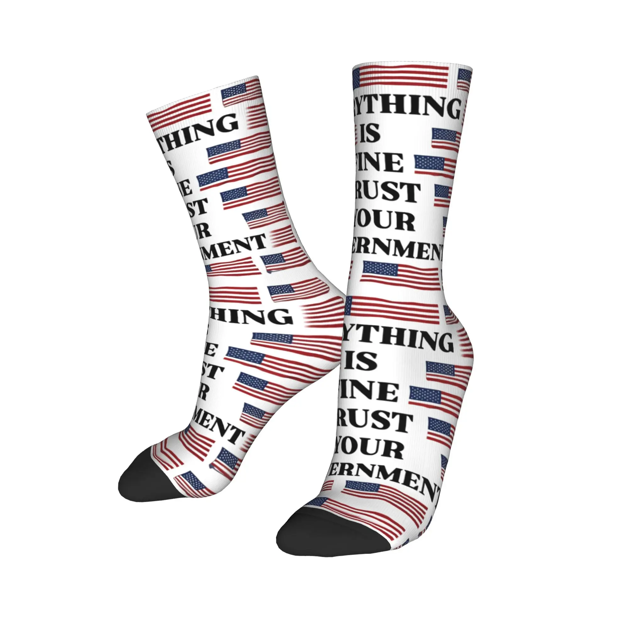 

Men's Socks Novelty Everything Is Fine Trust Your Government Sock Funny Skateboard Women Socks Spring Summer Autumn Winter,