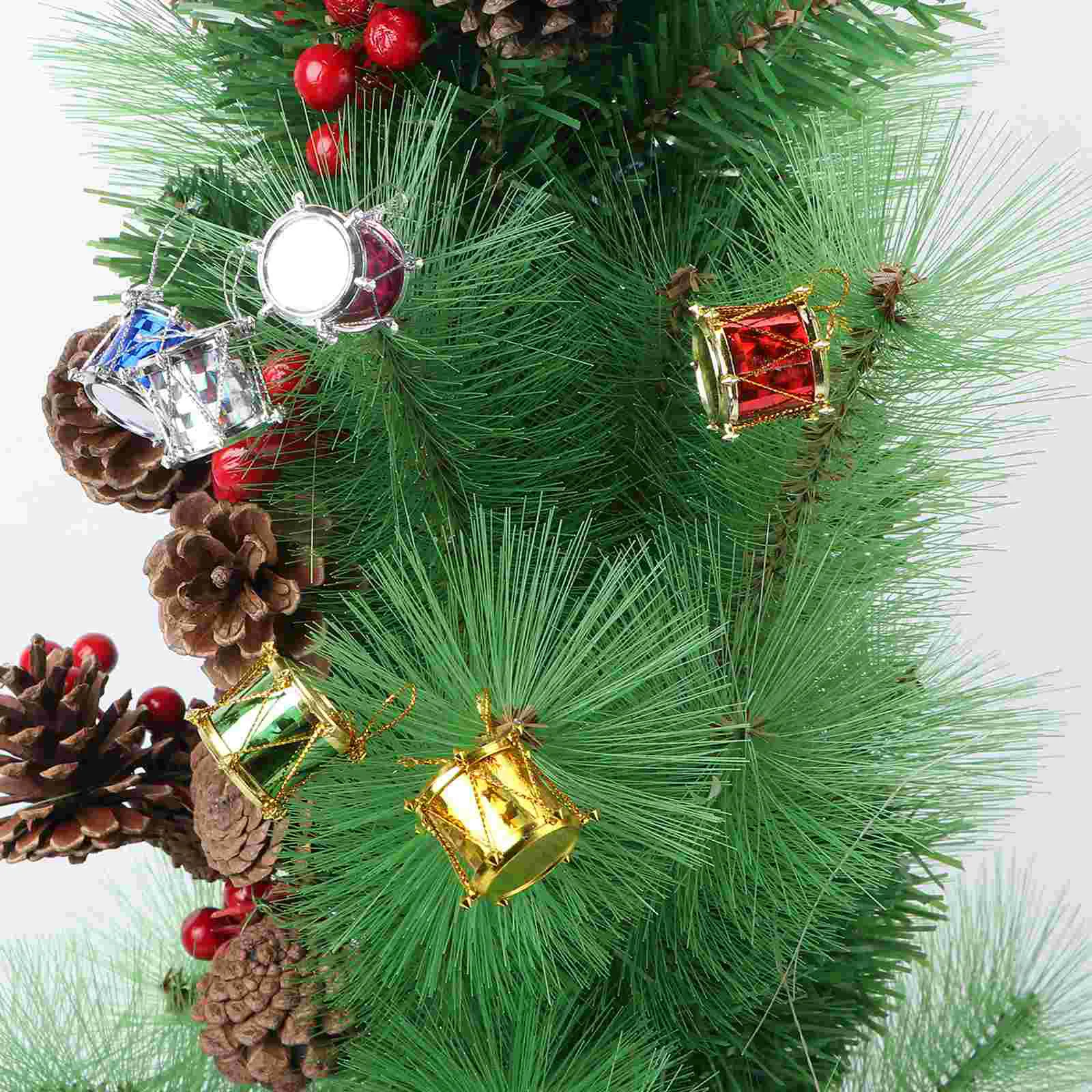 48 PCS Christmas Hanging Decoration Tree Ornaments Mini Drum Pendant Xmas Drums Decorations Gift